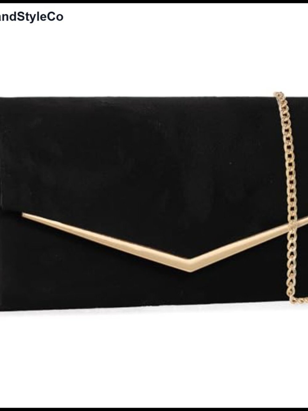 Faux Suede Velvet Foldover Evening Clutch with Detachable Chain